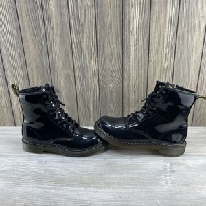 Doc Martens 1460 Y Patent Leather Black Boots Side Zip Size: Womens 6